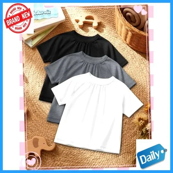 Girls Pleated T-Shirts 3 Pack Short Sleeve Summer Tops 5-14 Years